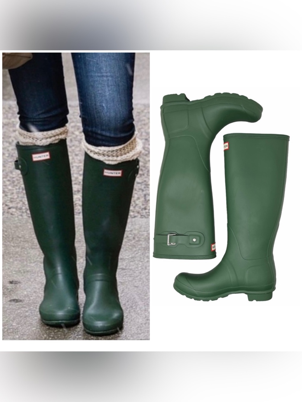 HUNTER original tall green rain boots